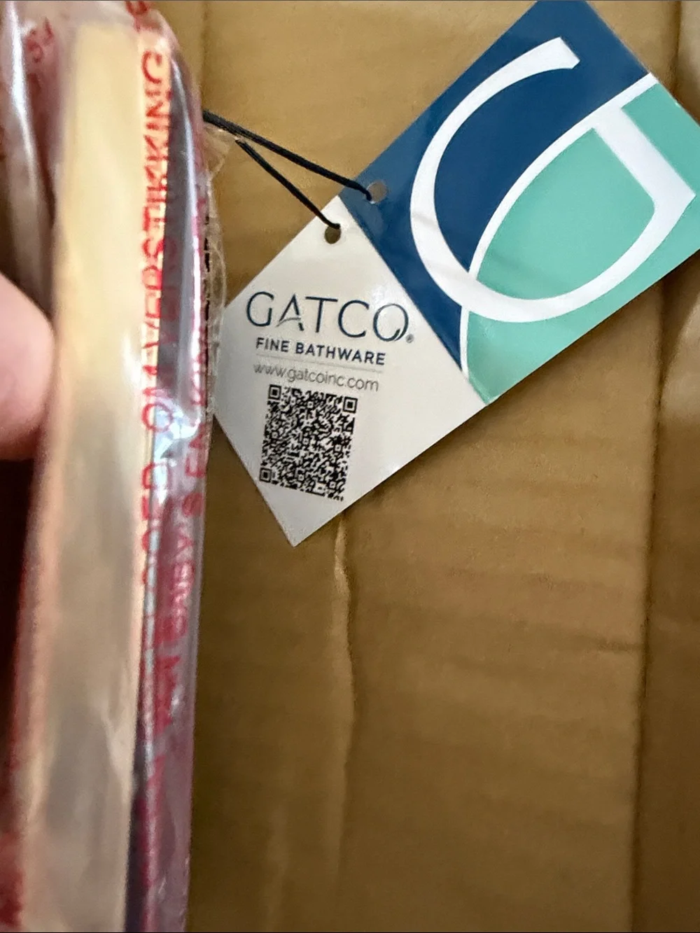 Gatco Brushed Brass and Clear Acrylic T-Style Countertop Towel Stand
